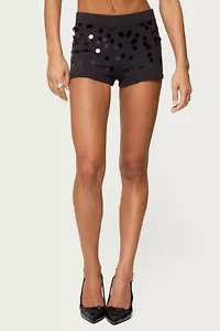 Edikted Cierra Sequin Knit Micro Shorts
