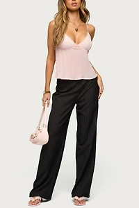 Edikted Kerie Pinstripe Low Rise Pants