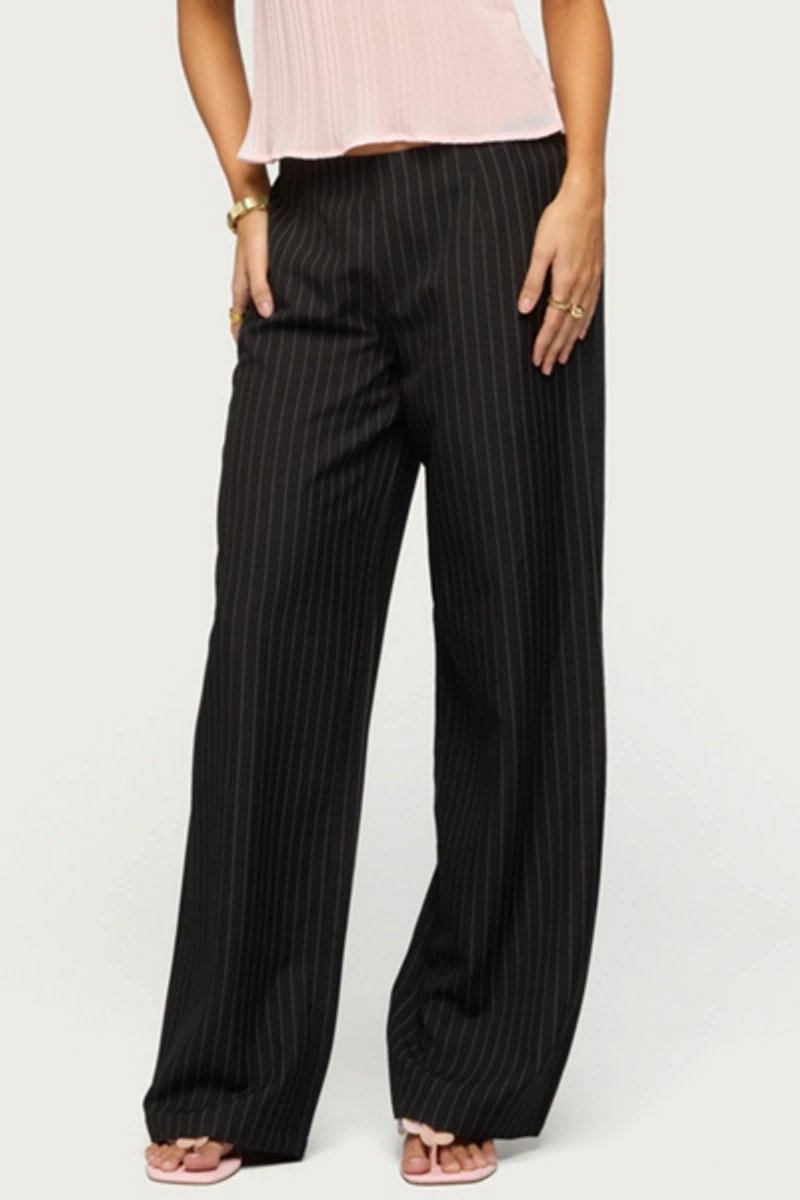 Edikted Kerie Pinstripe Low Rise Pants
