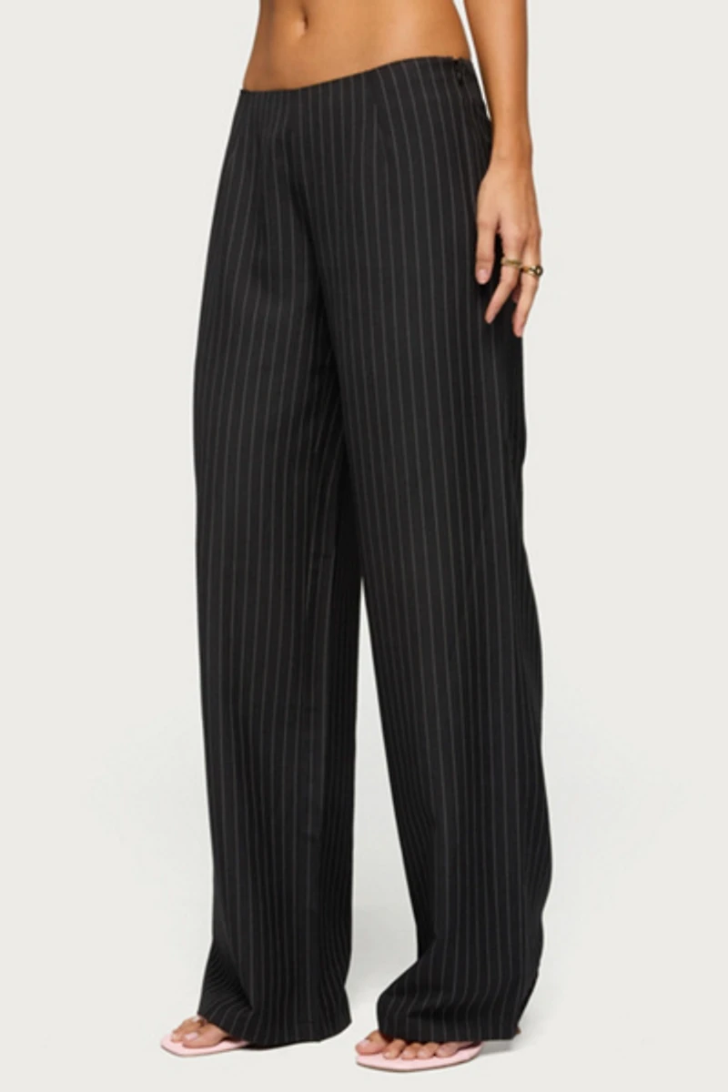 Edikted Kerie Pinstripe Low Rise Pants
