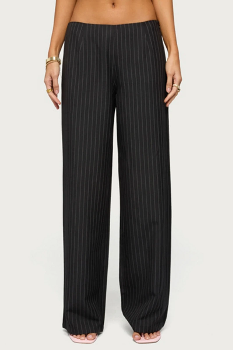 Edikted Kerie Pinstripe Low Rise Pants