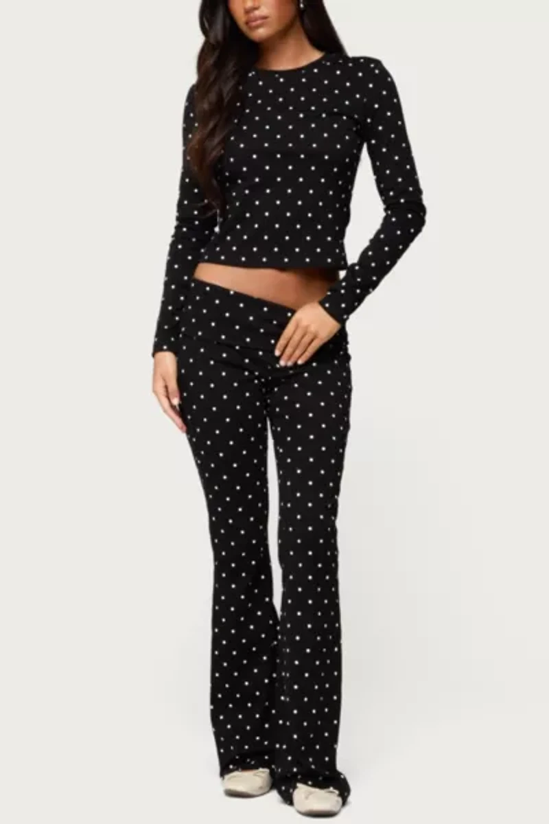 Edikted Daliya Polka Dot Fold Over Pants