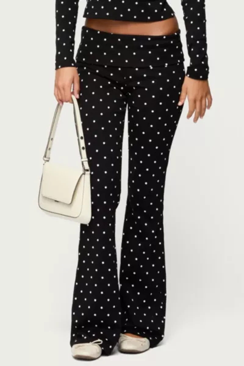 Edikted Daliya Polka Dot Fold Over Pants