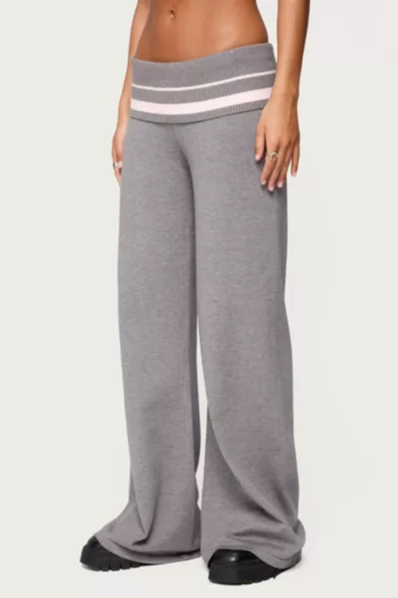 Edikted Kaliya Stripey Fold Over Knit Pants