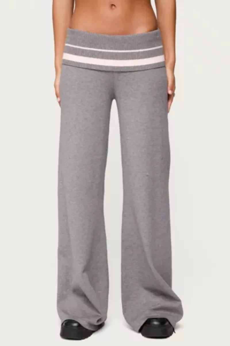 Edikted Kaliya Stripey Fold Over Knit Pants