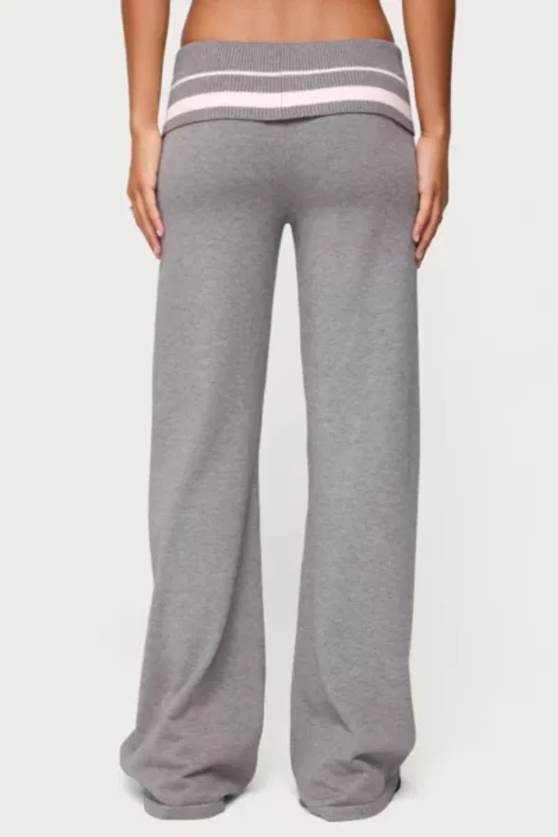 Edikted Kaliya Stripey Fold Over Knit Pants