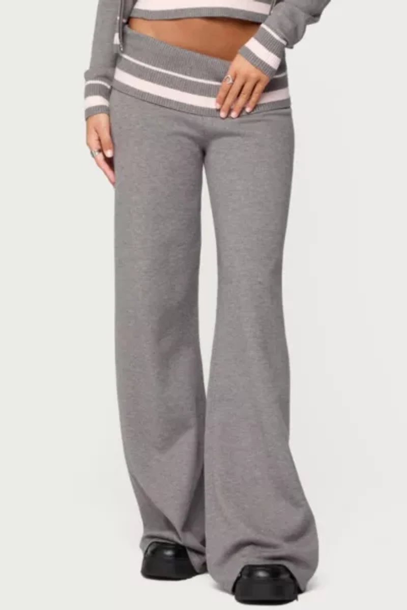 Edikted Kaliya Stripey Fold Over Knit Pants