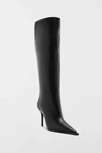 Schutz Snakeskin Mary Up Knee-High Boot