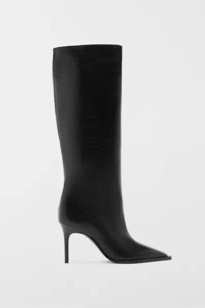 Schutz Snakeskin Mary Up Knee-High Boot