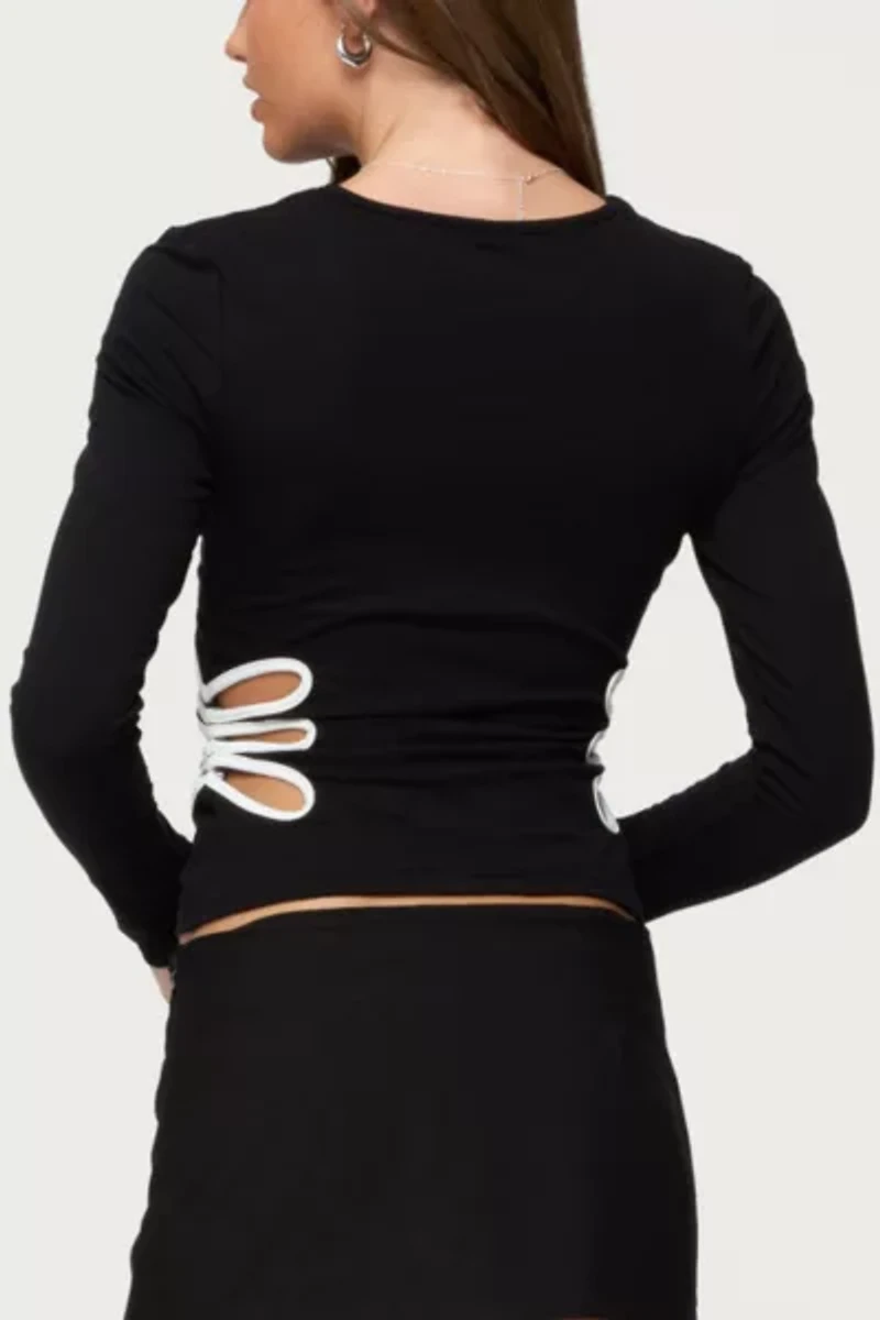 Edikted Contrast Cut Out Long Sleeve Top