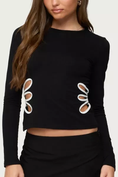 Edikted Contrast Cut Out Long Sleeve Top