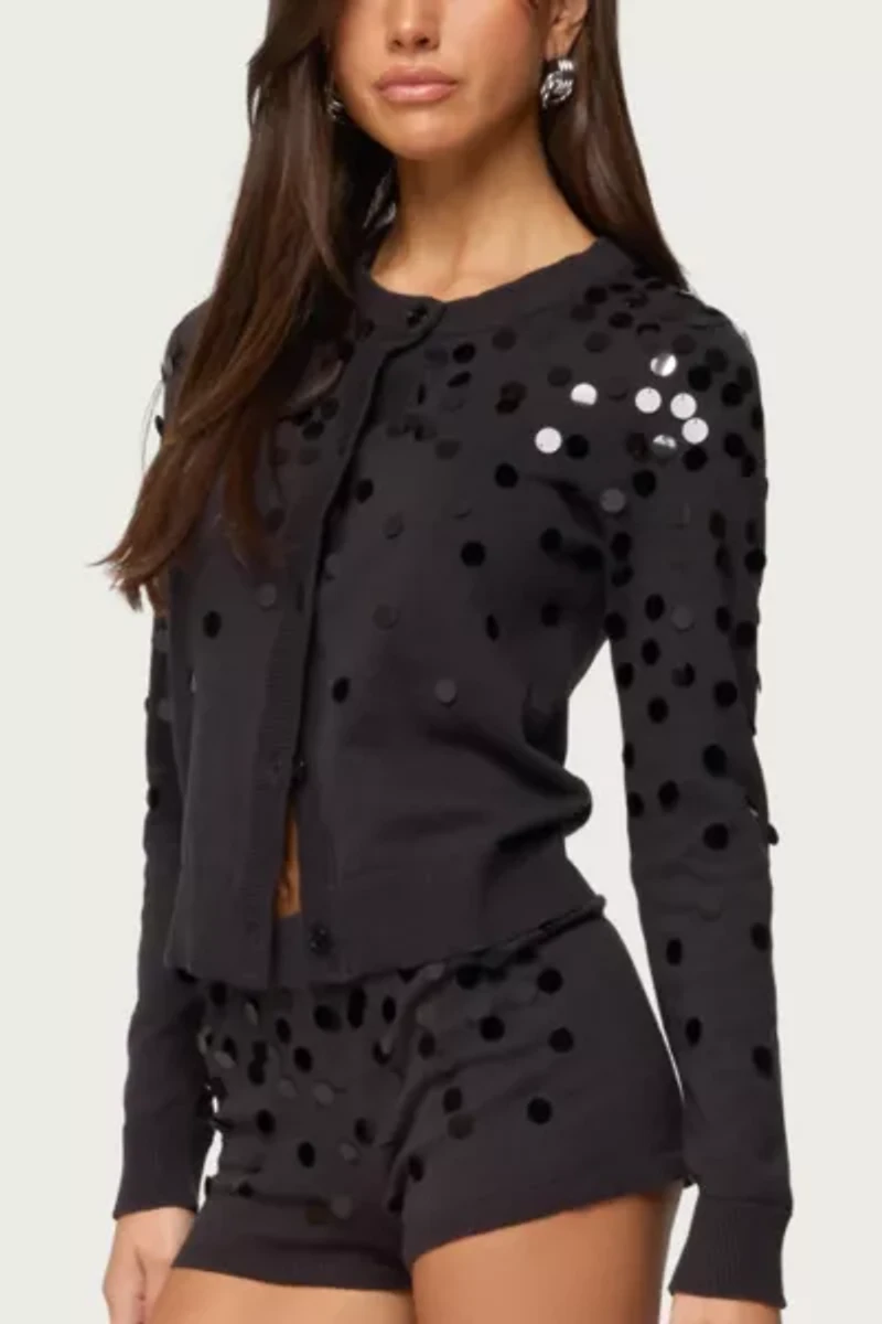 Edikted Cierra Sequin Knit Cardigan