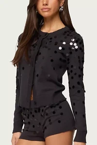 Edikted Cierra Sequin Knit Cardigan