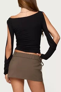 Edikted Cade Cutout Sleeves Boat Neck Top