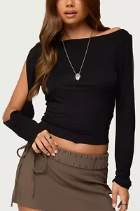 Edikted Cade Cutout Sleeves Boat Neck Top