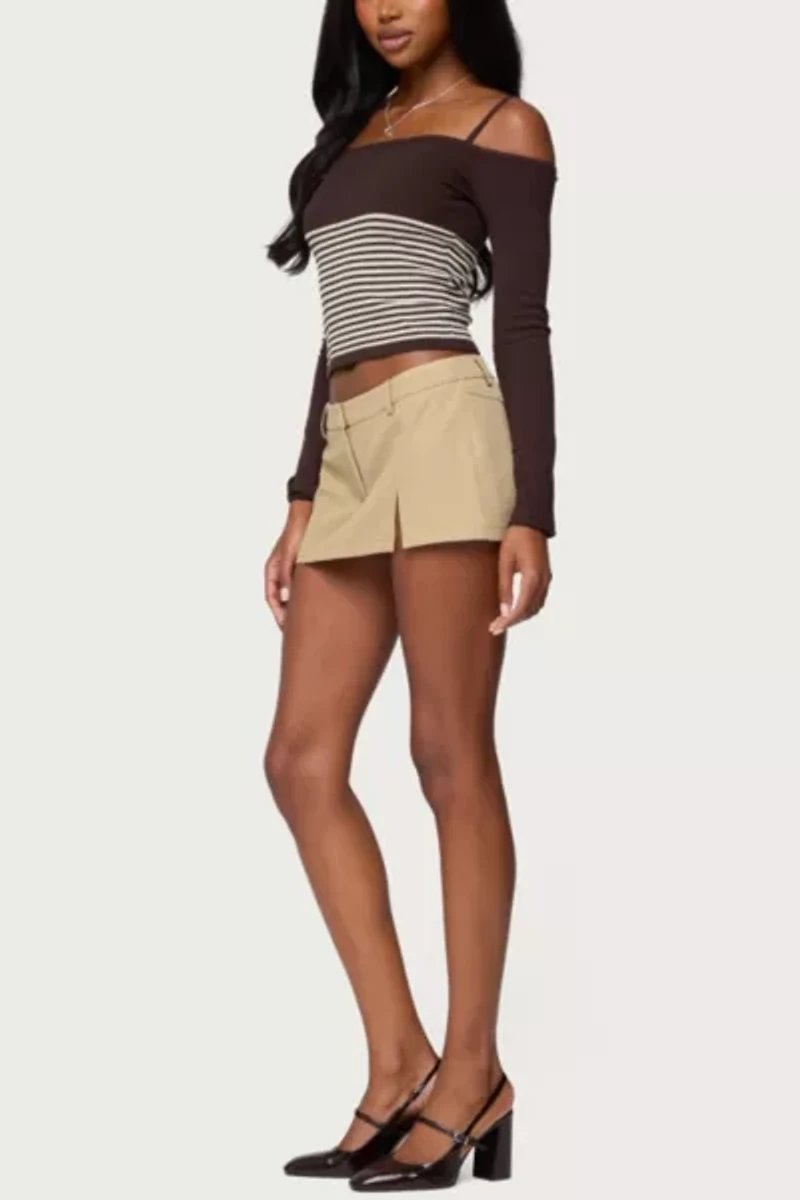 Edikted Darya Striped Off Shoulder Knit Top