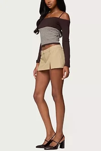 Edikted Darya Striped Off Shoulder Knit Top