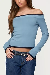 Edikted Kezzie Contrast Off Shoulder Knit Top