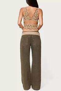 Edikted Araura Velvet Floral Sheer Top