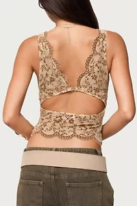 Edikted Araura Velvet Floral Sheer Top