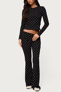 Edikted Daliya Polka Dot Long Sleeve Top