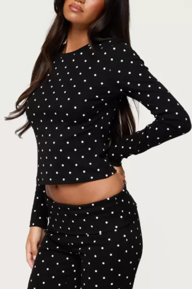 Edikted Daliya Polka Dot Long Sleeve Top