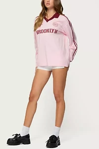 Edikted Brooklyn Contrast Oversized Polo Top