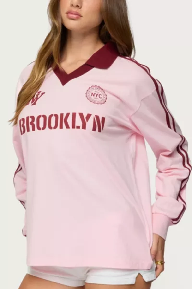 Edikted Brooklyn Contrast Oversized Polo Top