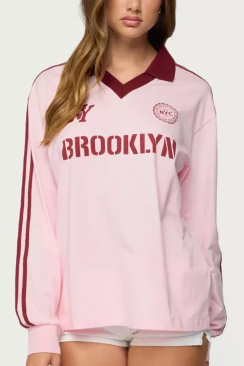 Edikted Brooklyn Contrast Oversized Polo Top