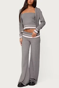 Edikted Kaliya Stripey Knit Zip Up Hoodie