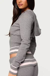 Edikted Kaliya Stripey Knit Zip Up Hoodie