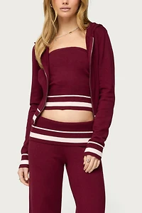 Edikted Kaliya Stripey Knit Zip Up Hoodie