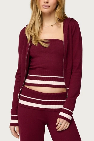 Edikted Kaliya Stripey Knit Zip Up Hoodie