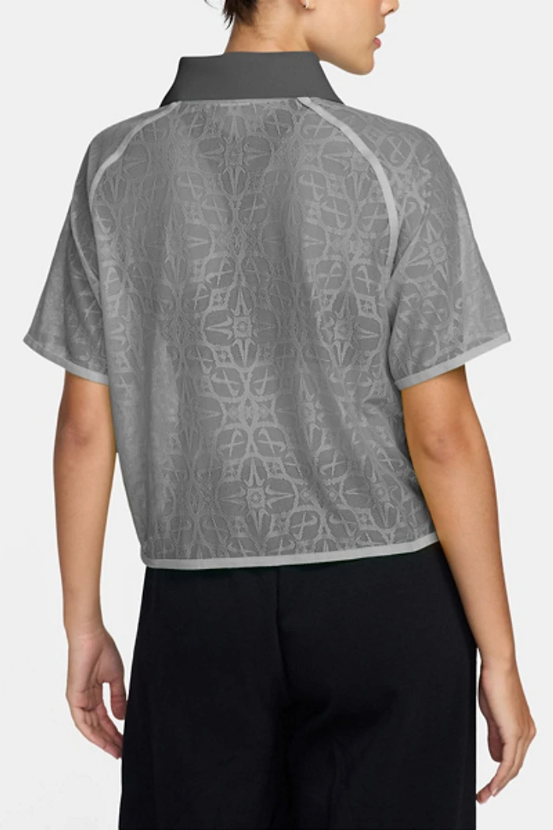 Nike Sportswear Street Semi-Sheer Lace Short Sleeve Polo Top