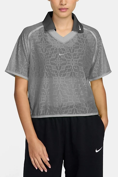 Nike Sportswear Street Semi-Sheer Lace Short Sleeve Polo Top