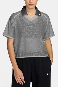 Nike Sportswear Street Semi-Sheer Lace Short Sleeve Polo Top
