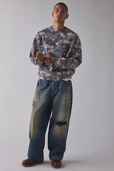 Camo Allover Print Crew Neck Sweatshirt