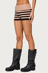 Edikted Saphi Striped Foldover Knit Shorts