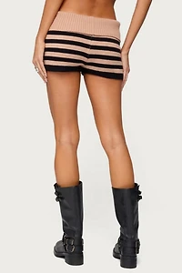 Edikted Saphi Striped Foldover Knit Shorts
