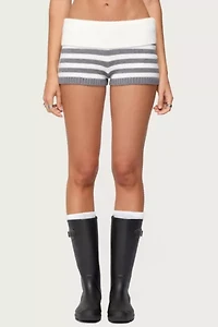 Edikted Saphi Striped Foldover Knit Shorts