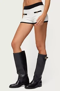 Edikted Mara Contrast Textured Knit Shorts