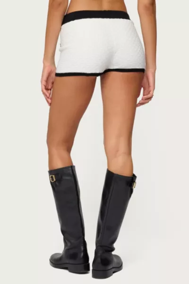 Edikted Mara Contrast Textured Knit Shorts