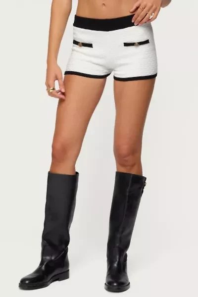 Edikted Mara Contrast Textured Knit Shorts