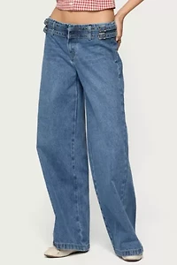 Edikted Livia Double Belt Low Rise Jeans