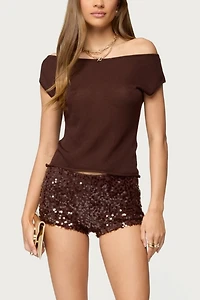 Edikted Holly Glitter Off Shoulder Top