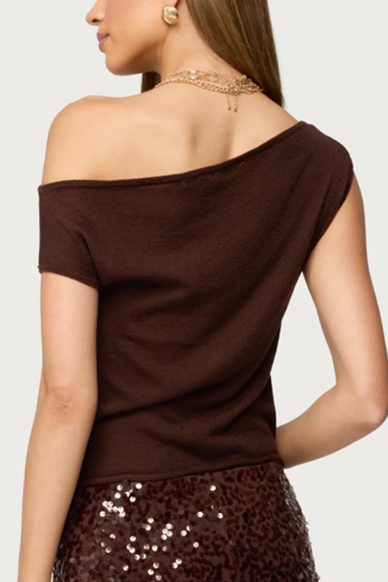 Edikted Holly Glitter Off Shoulder Top