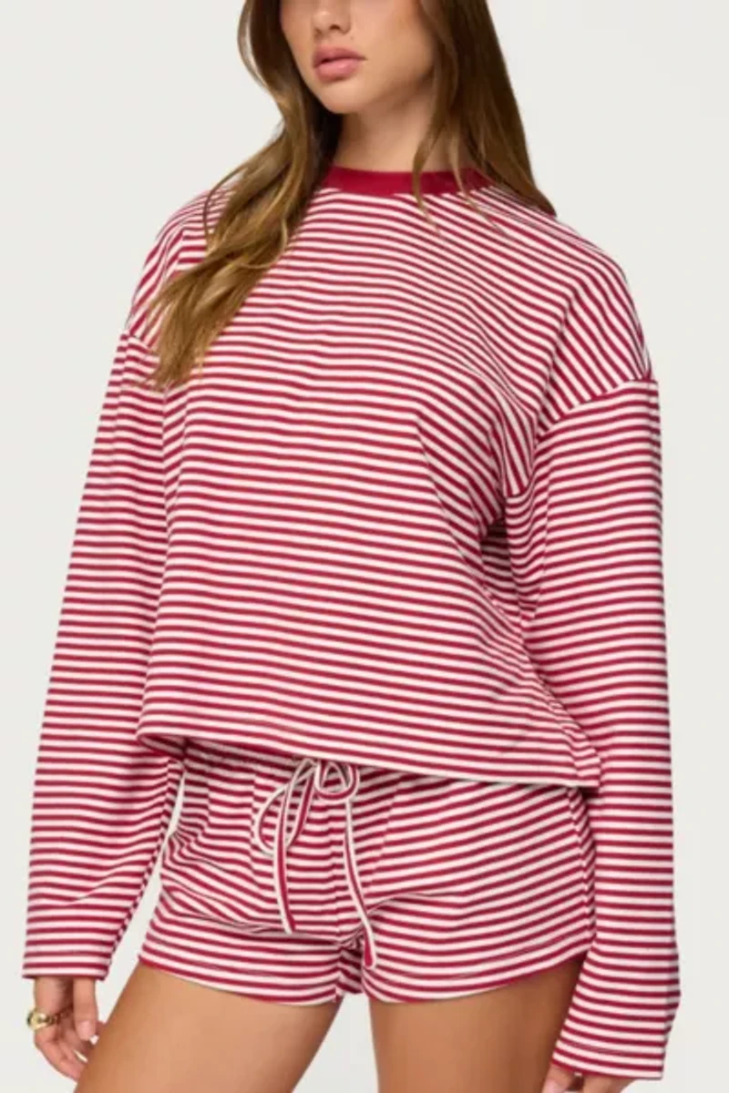 Edikted Jainee Striped Long Sleeve T Shirt