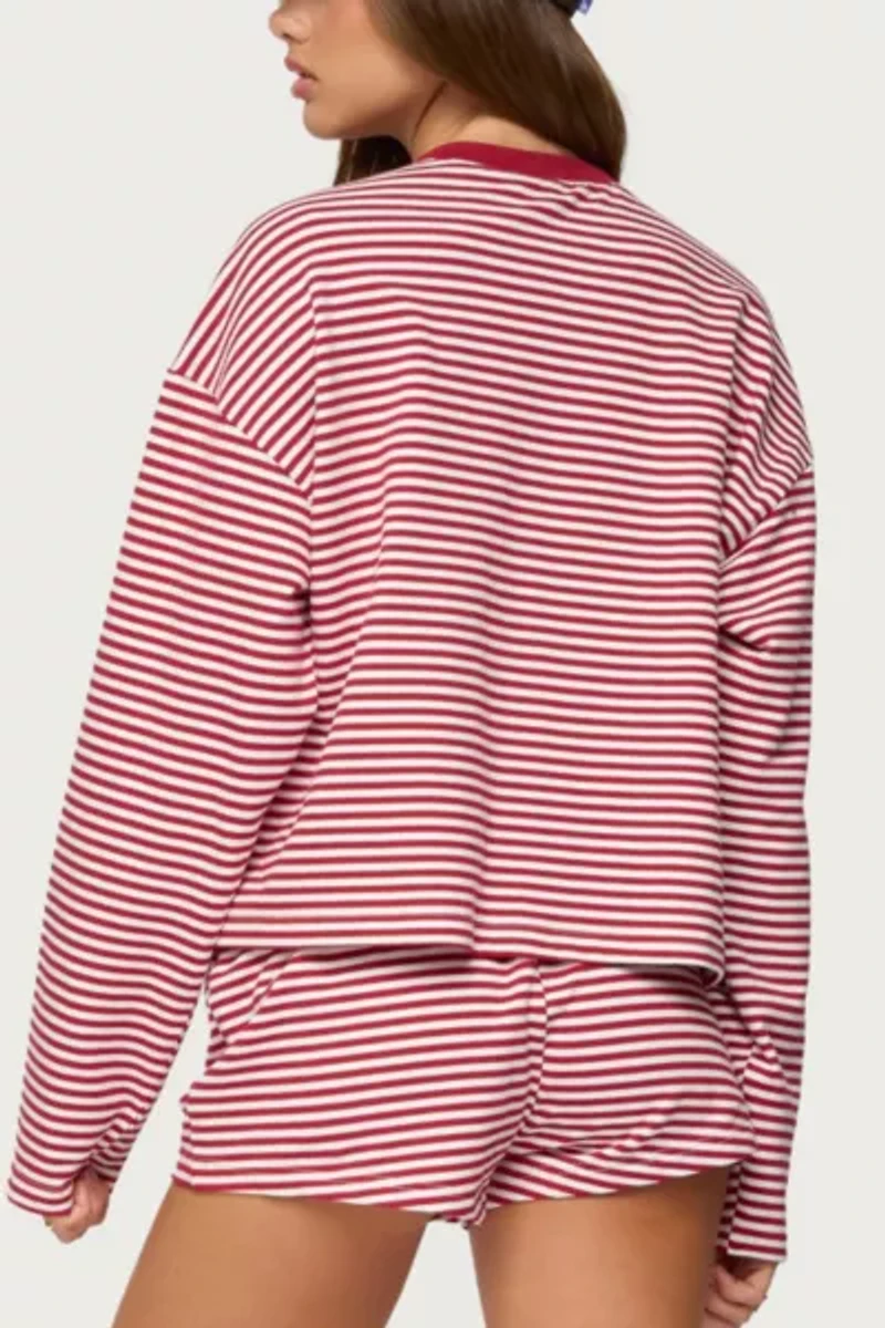 Edikted Jainee Striped Long Sleeve T Shirt
