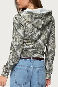 Edikted Tayler Camo Zip Up Hoodie