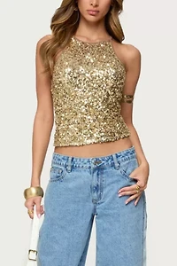 Edikted Pasha Sequin Tank Top